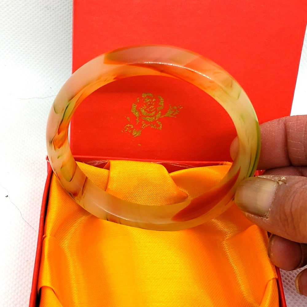 Multi Colored Watermelon Jade Bangle Bracelet - image 5